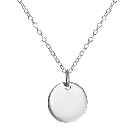 Sterling Silver Round Engravable Pendant Necklace 14-22 Inch