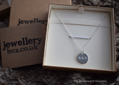 Sterling Silver Round Engravable Pendant Necklace 14-22 Inch