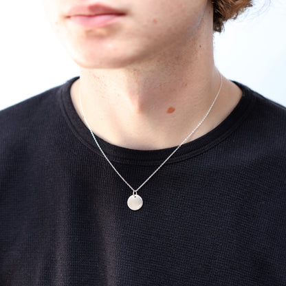 Sterling Silver Round Engravable Pendant Necklace 14-22 Inch