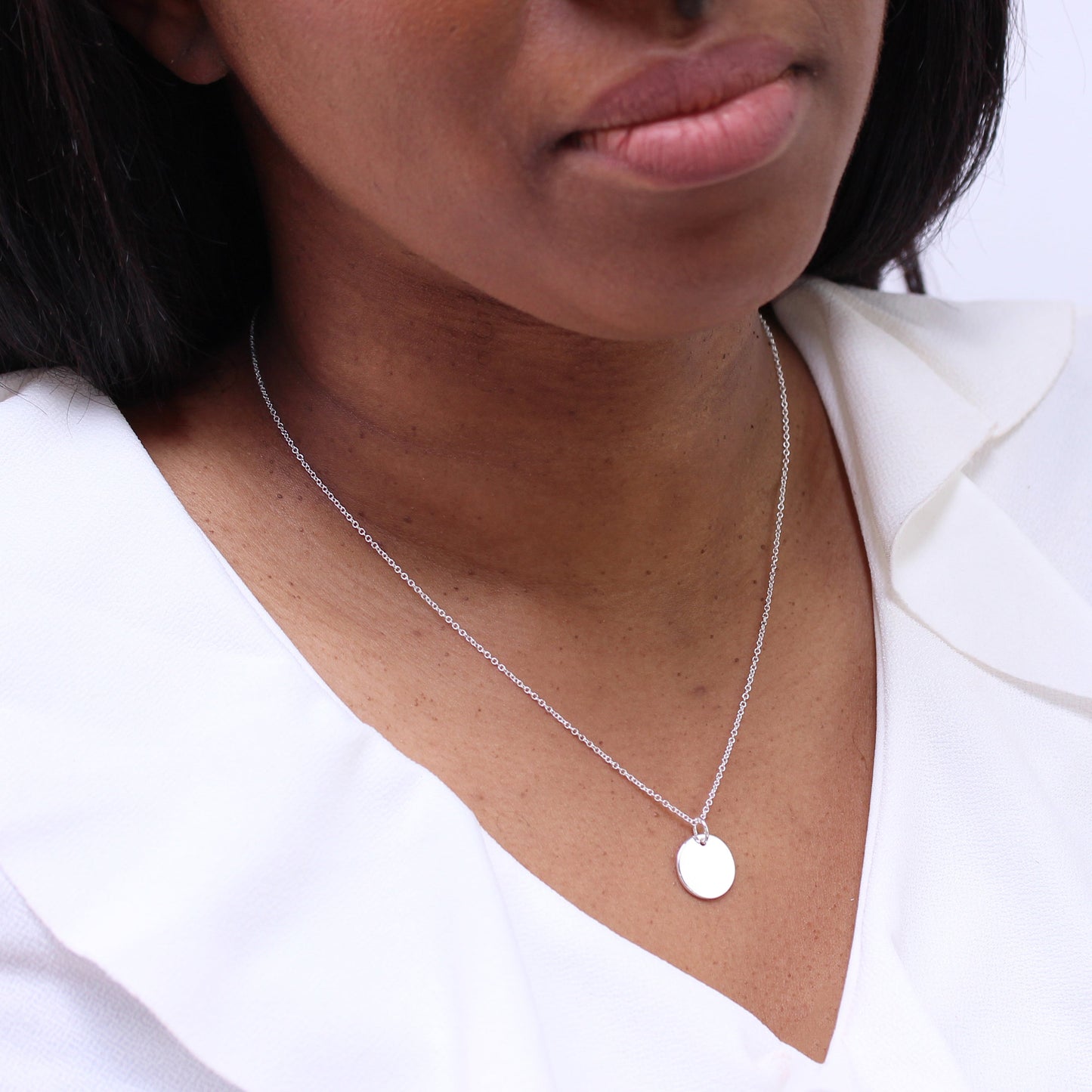 Sterling Silver Round Engravable Pendant Necklace 14-22 Inch