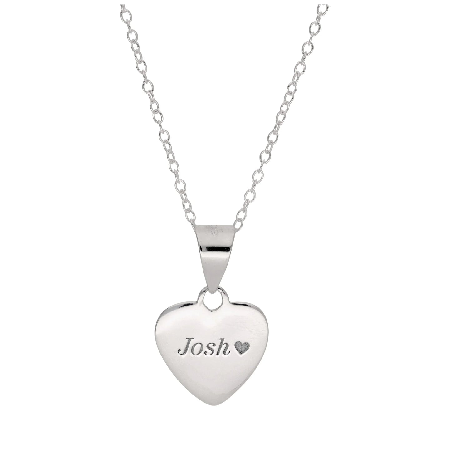 Small Sterling Silver Engravable Heart Necklace on 18 Inch Chain
