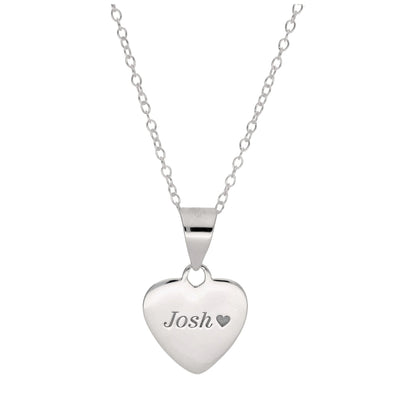Small Sterling Silver Engravable Heart Necklace on 18 Inch Chain