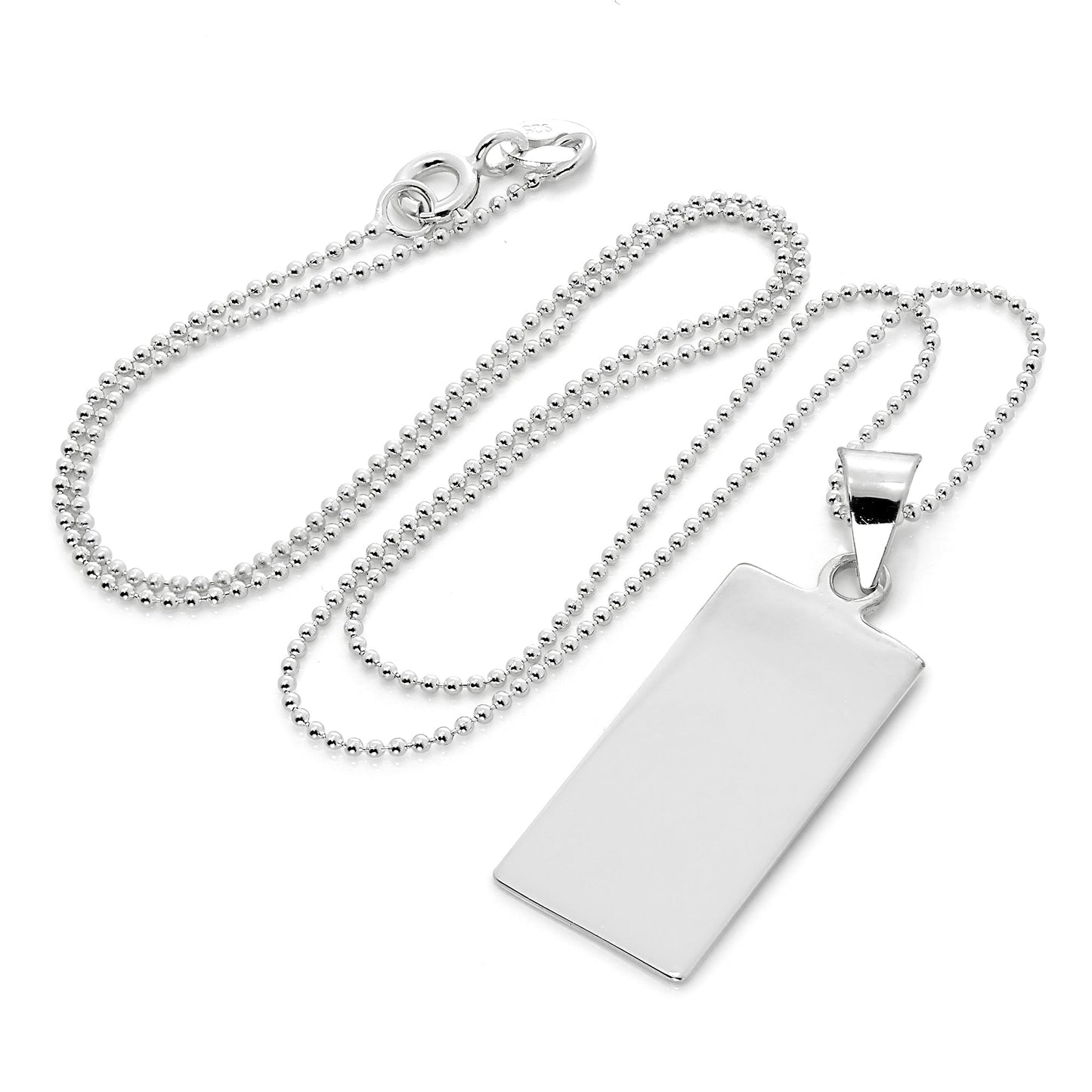 Sterling Silver Rectangular Engravable Pendant Necklace