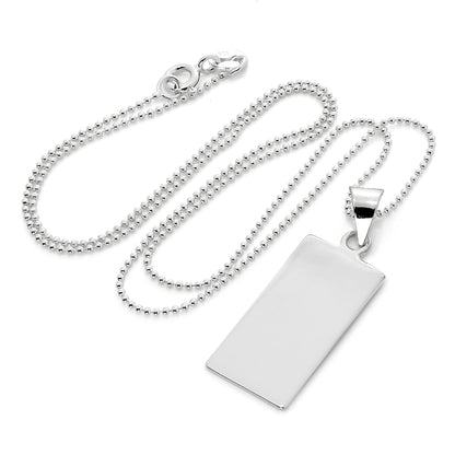 Sterling Silver Rectangular Engravable Pendant Necklace