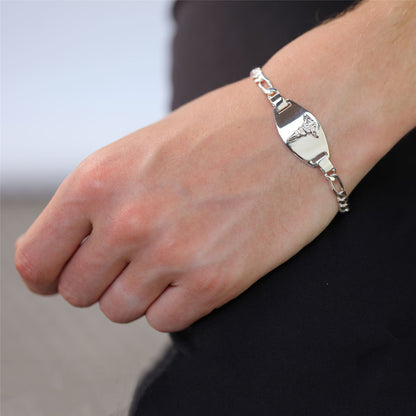Sterling Silver 6mm Curb Engravable Medical Alert Bracelet 7.5 Inches