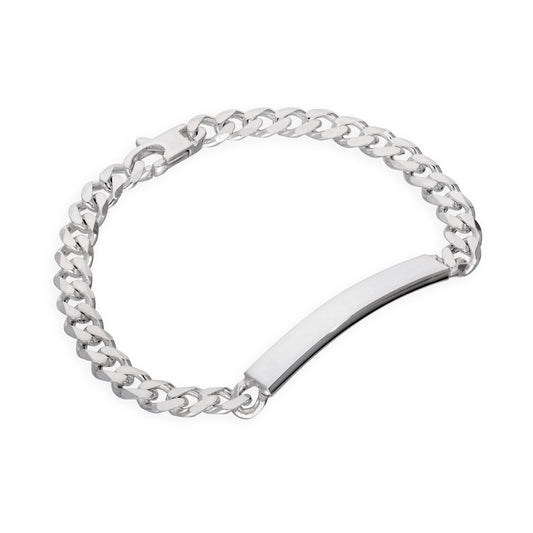 Sterling Silver Thick Heavy 7mm Curb Engravable Womens ID Plate Bracelet 7 Inches