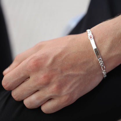 Sterling Silver Engravable Mens & Womens Medical Alert ID Bracelet 7 - 8 Inches