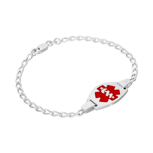 SL-LONG-04 | Sterling Silver Engravable Womens Medical Alert Bracelet 7 Inches