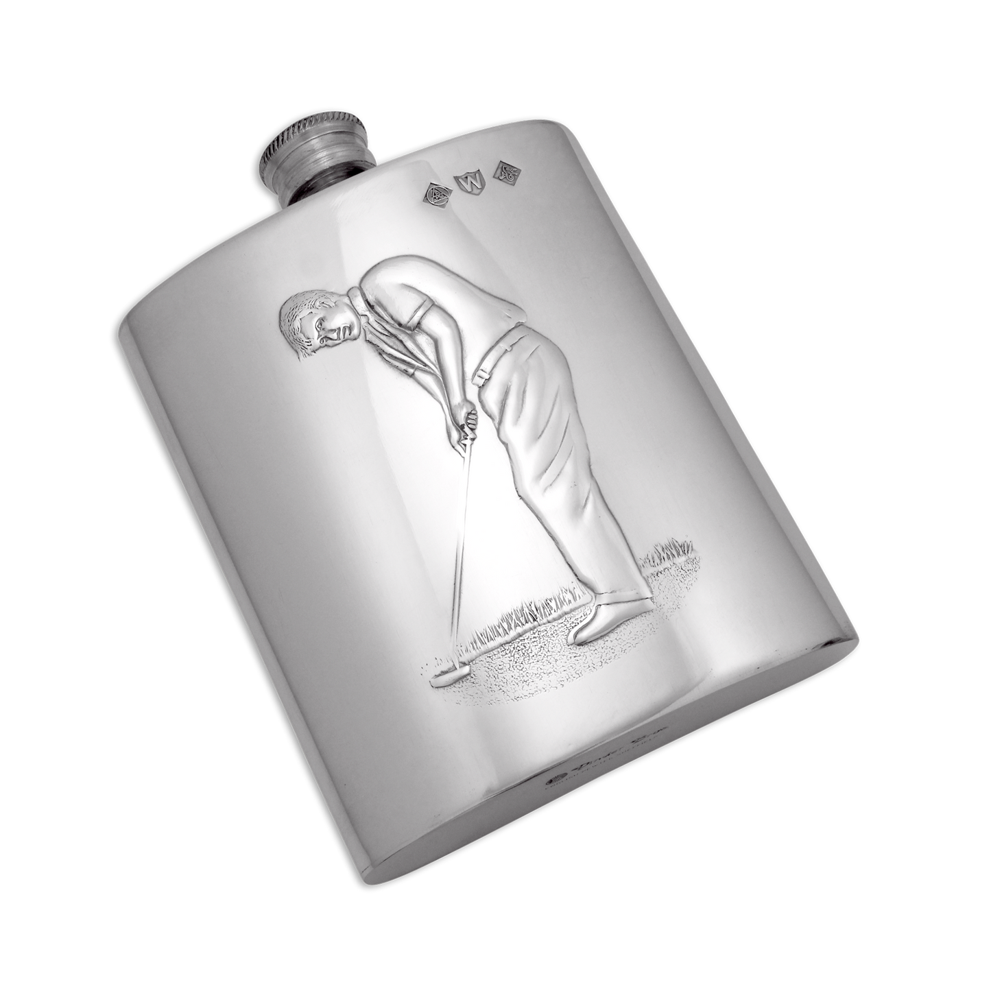 Handmade 6oz Pewter Golfer Hip Flask