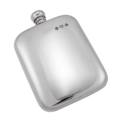 Sayers London 6oz Pewter Engravable Hip Flask & Leather Pouch