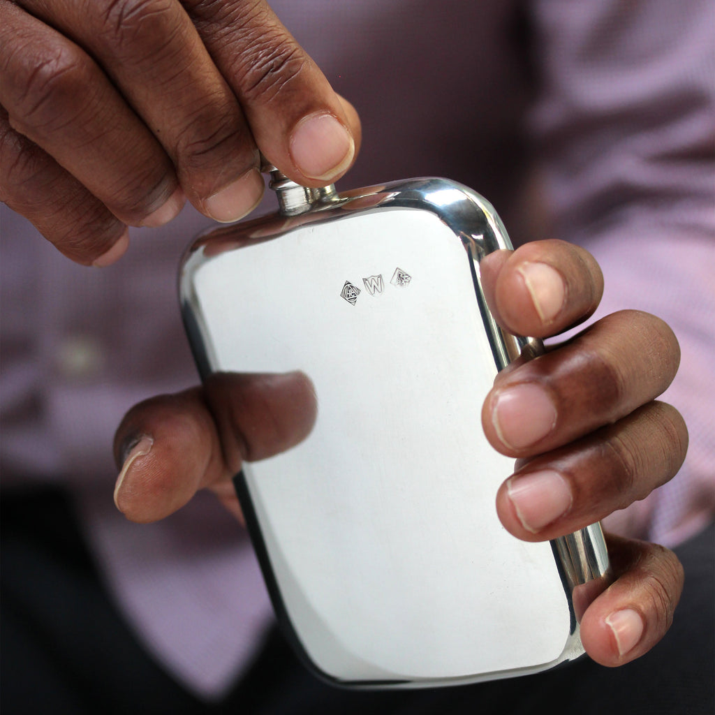 Engravable pewter hip flask