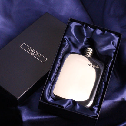 Sayers London Handmade Classic 4oz Pewter Engravable Hip Flask