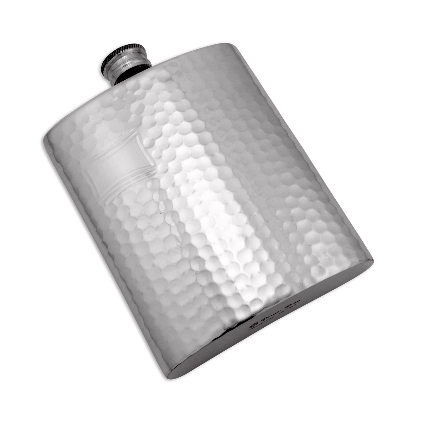 6oz Handmade Hammered Pewter Hip Flask with Engraving Plate