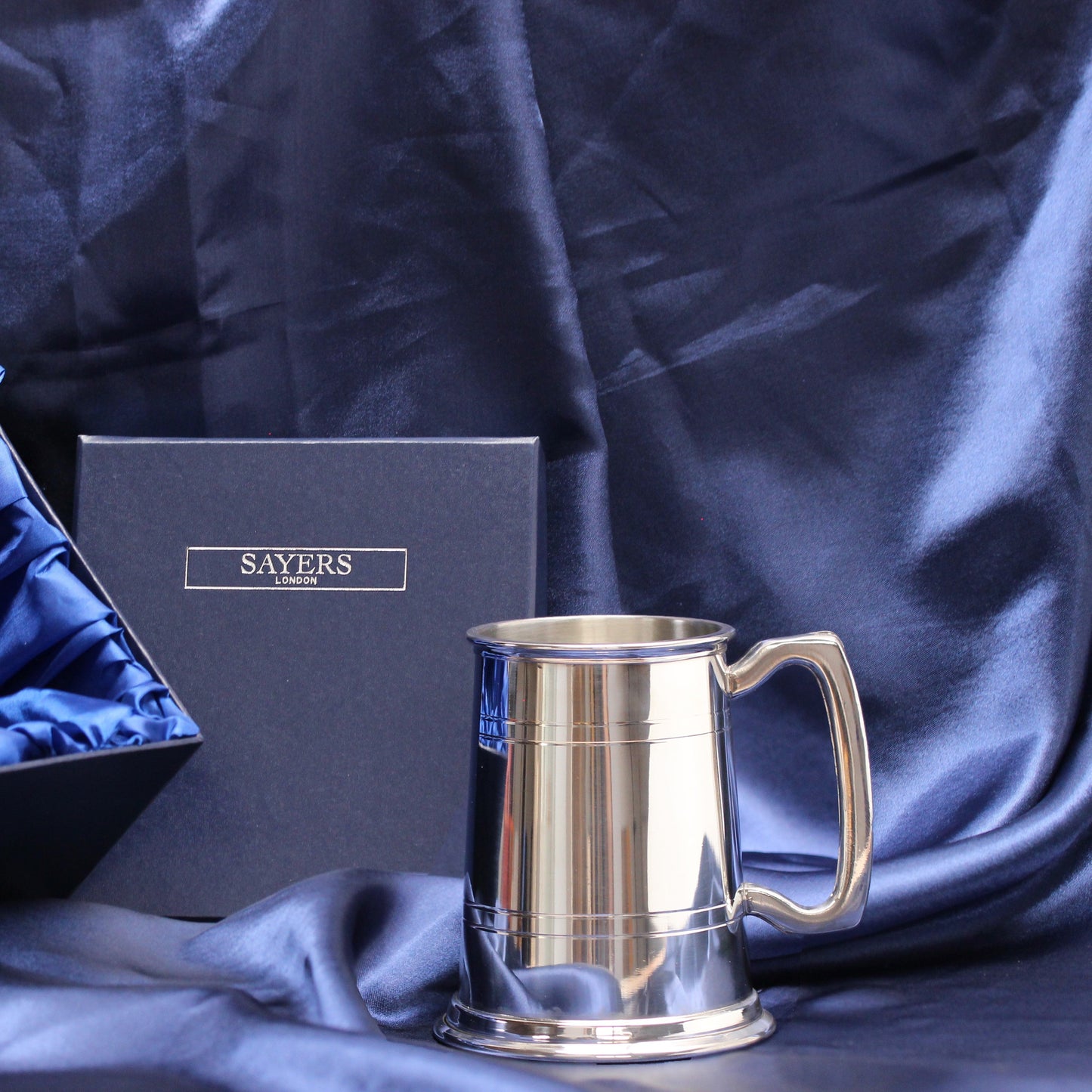 Handmade Pewter Double Band 1 Pint Tankard