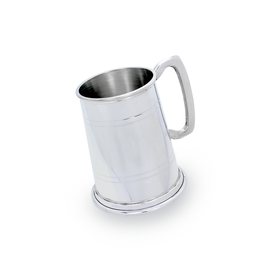 Handmade Pewter Double Band 1 Pint Tankard