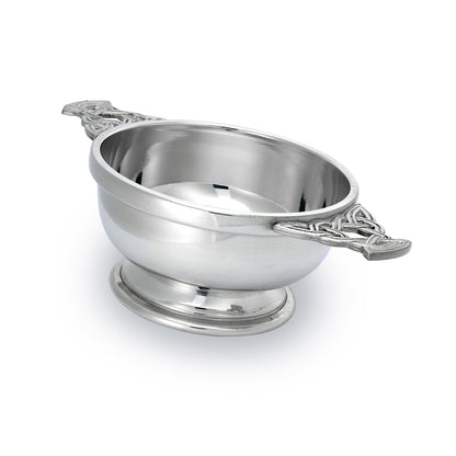 4.5 Inch Handmade Pewter Quaich with Celtic Knot Handles