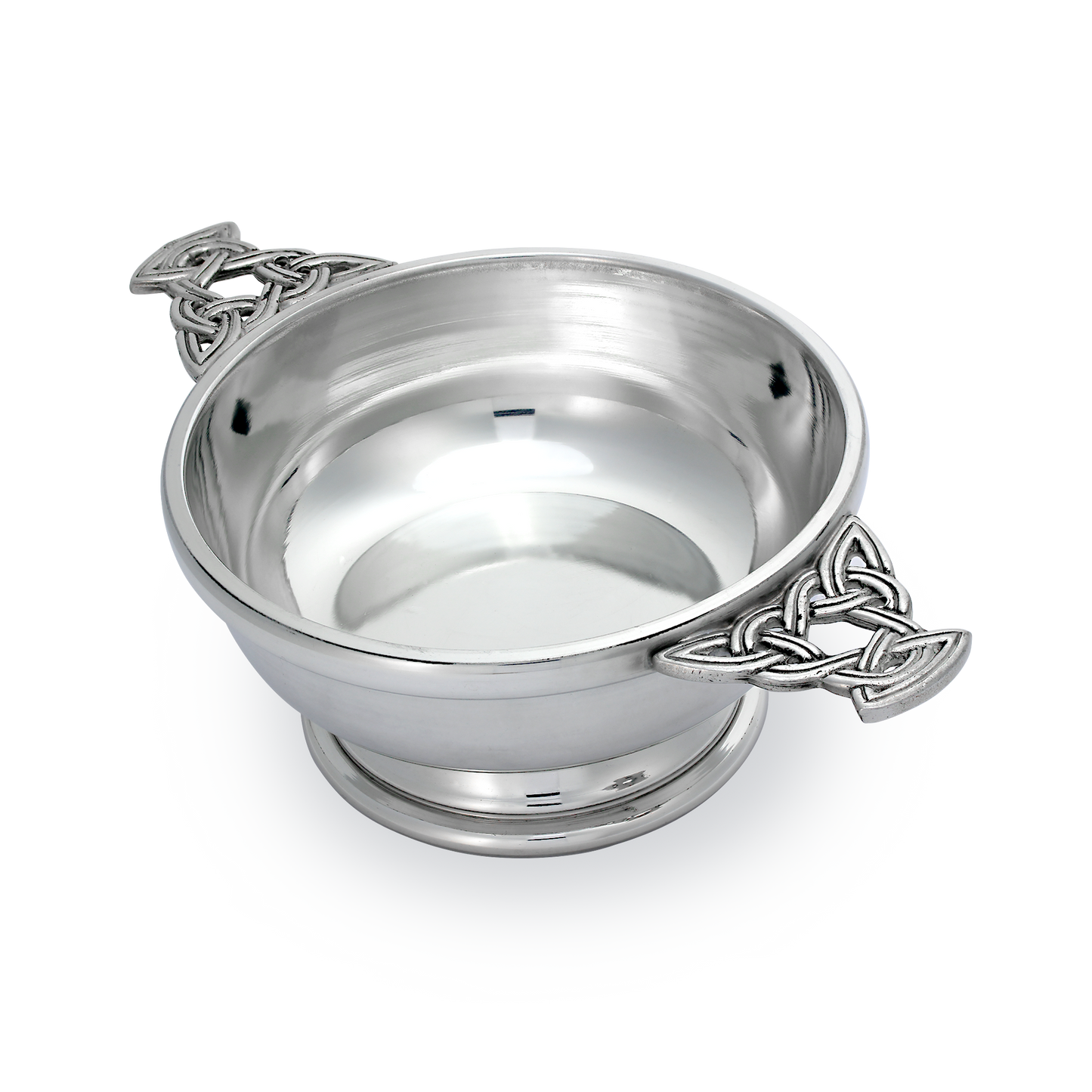 5 Inch Handmade Pewter Quaich with Celtic Knot Handles