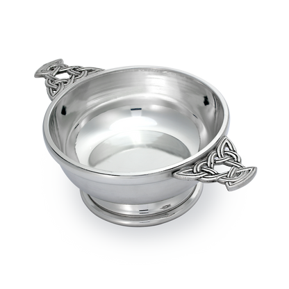 5 Inch Handmade Pewter Quaich with Celtic Knot Handles