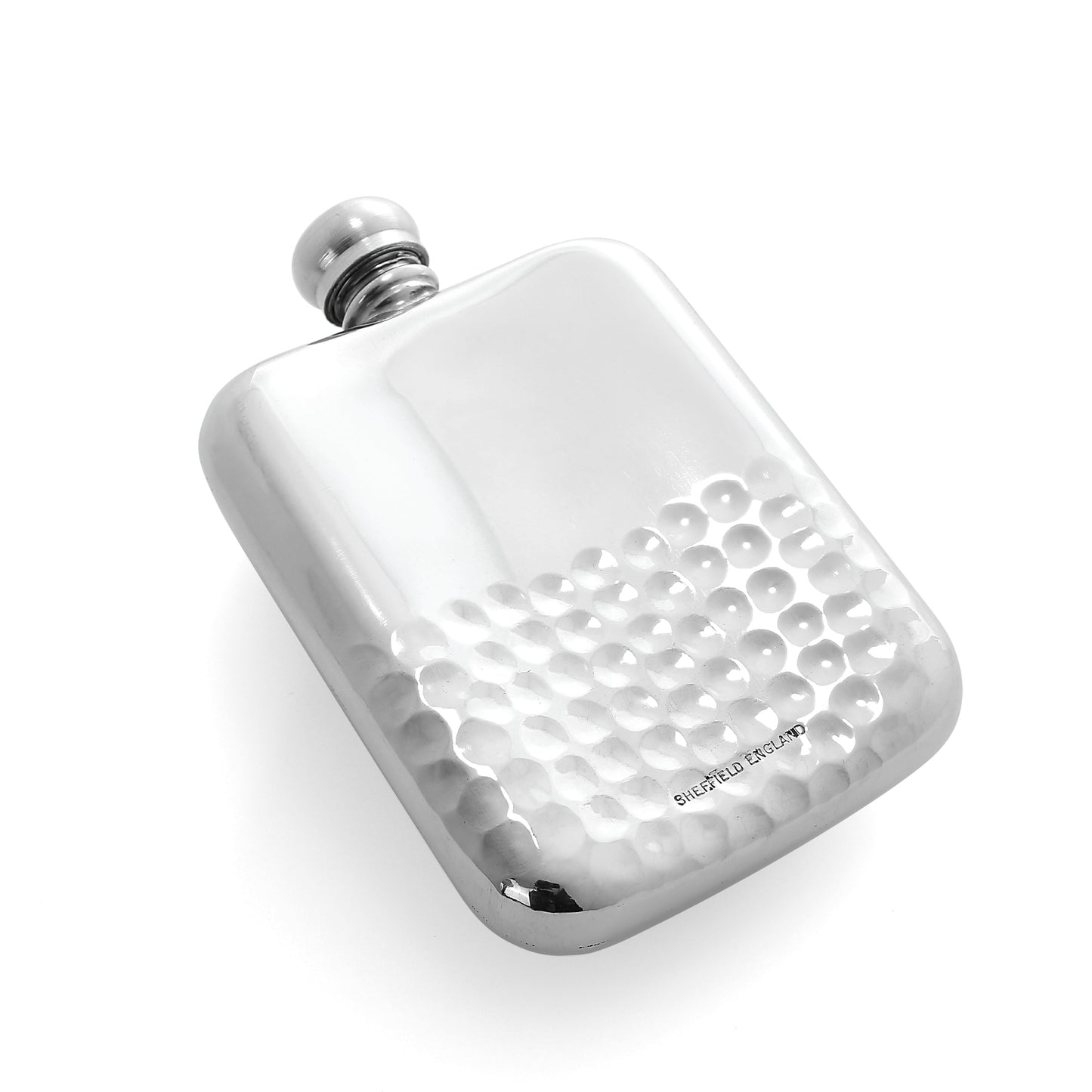 4oz Handmade Pewter Half Hammered Hip Flask