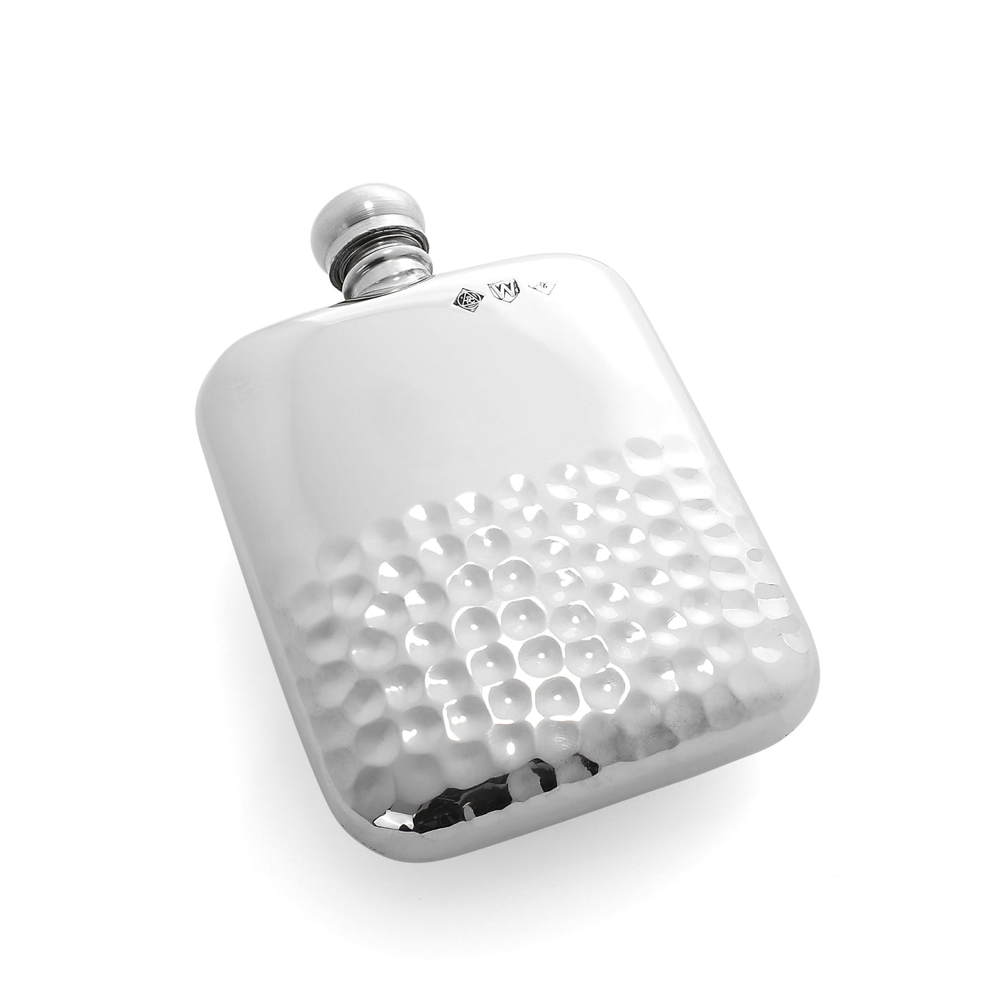 4oz Handmade Pewter Half Hammered Hip Flask