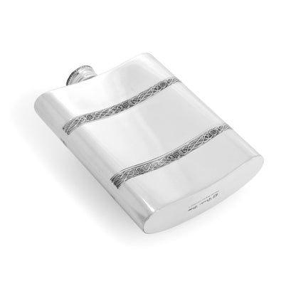 6oz Engravable Pewter Hip Flask with Celtic Bands