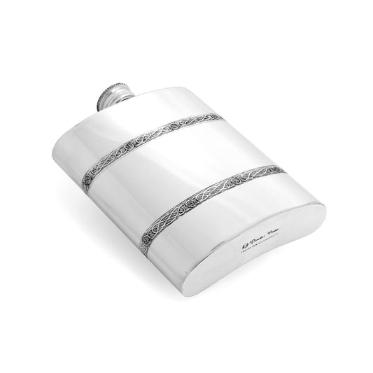 6oz Engravable Pewter Hip Flask with Celtic Bands