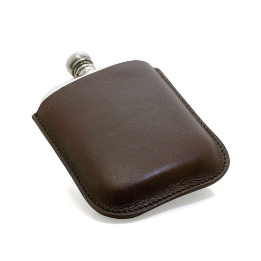 Sayers London 6oz Pewter Engravable Hip Flask & Leather Pouch