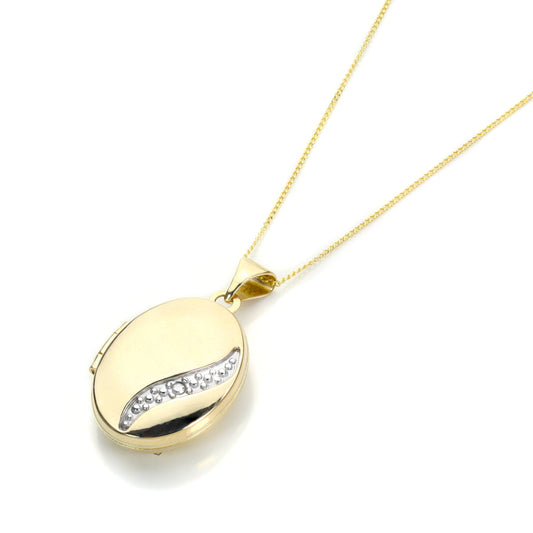Yellow Gold Oval Locket with Diamond