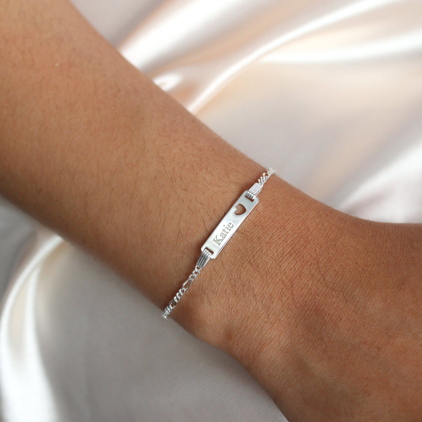 Sterling Silver Heart ID Bracelet
