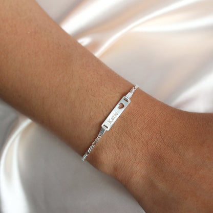 Sterling Silver Heart ID Bracelet