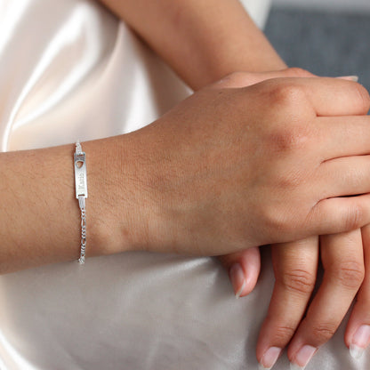 Sterling Silver Heart ID Bracelet