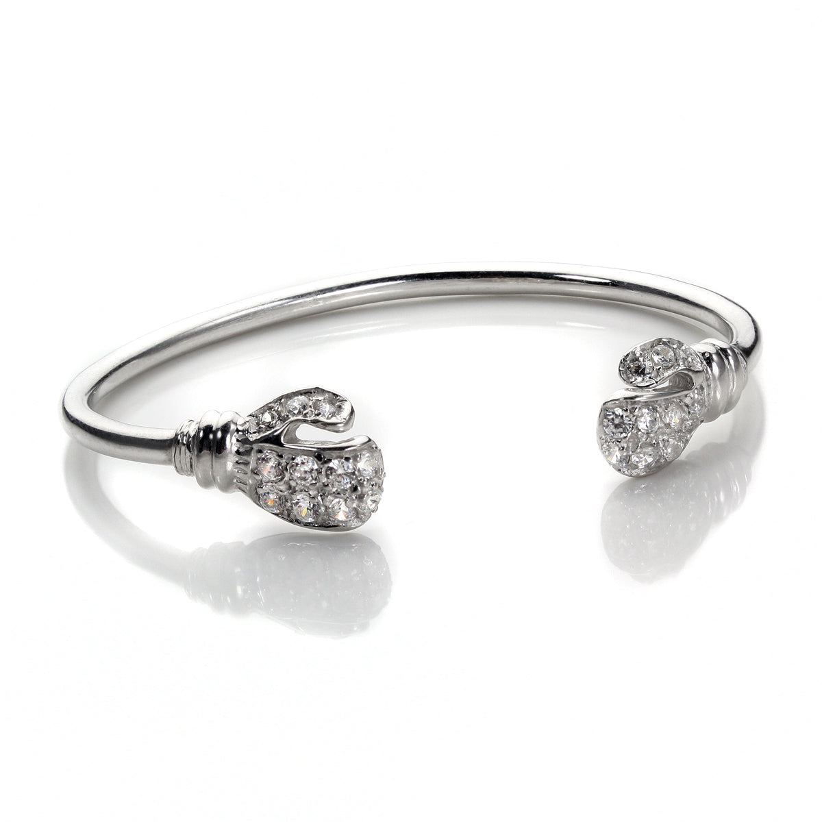 Sterling Silver Baby Crystal CZ Boxing Glove Bangle