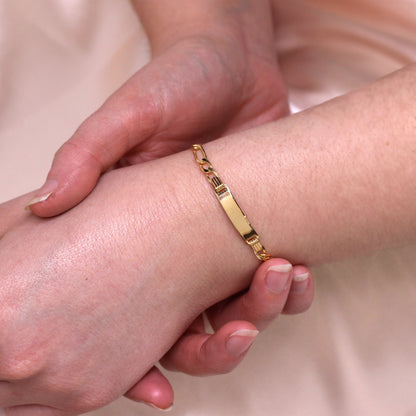 9ct Gold Heavy Curb Gents ID Plate Bracelet 7 & 8 Inches