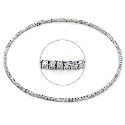 Sterling Silver & CZ Crystal 17 Inch Tennis Collette Necklace