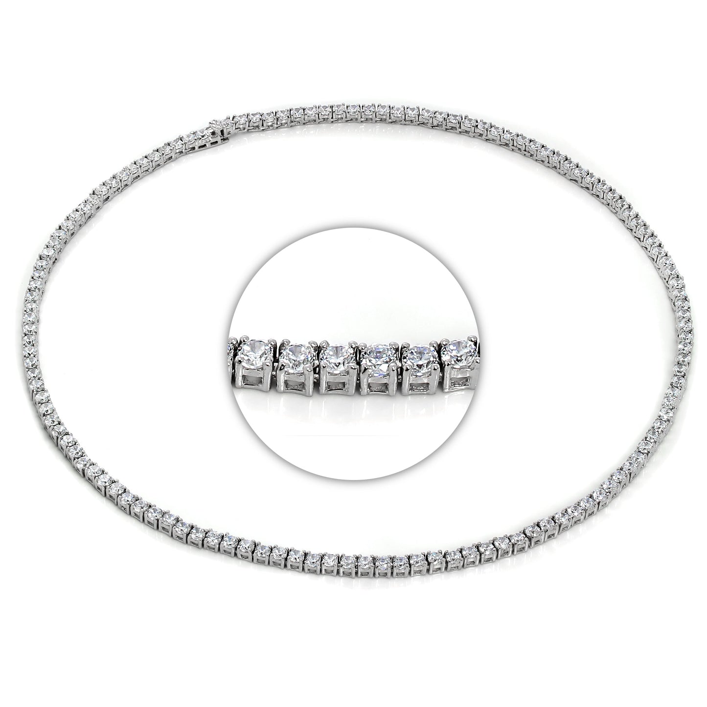 Sterling Silver & CZ Crystal 17 Inch Tennis Collette Necklace