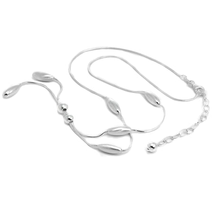 Sterling Silver Snake Chain Necklace with Beads - 18+2 Inches