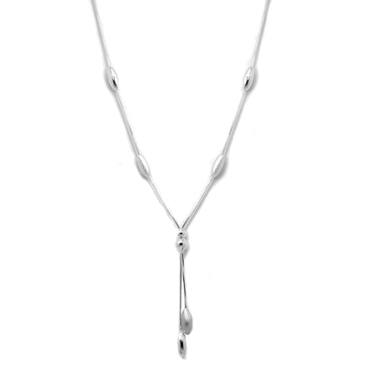 Sterling Silver Snake Chain Necklace with Beads - 18+2 Inches