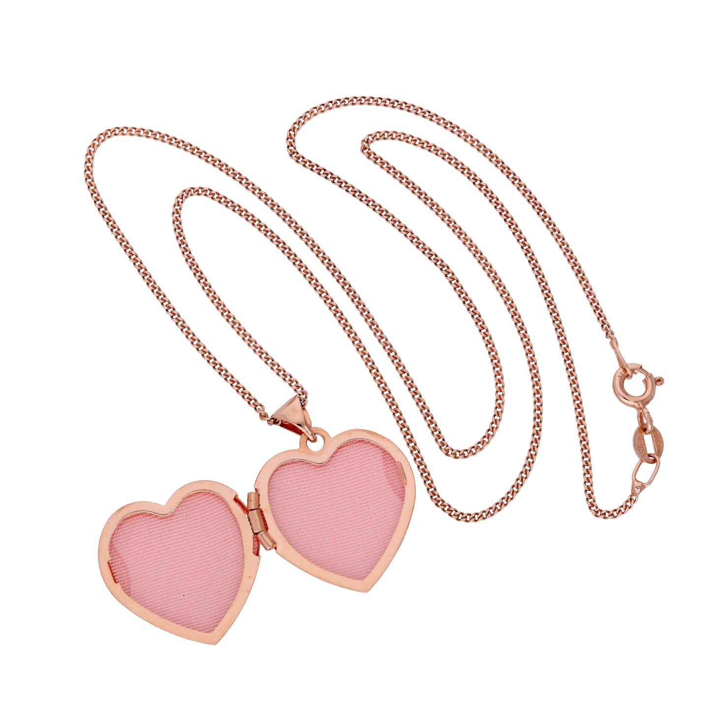 9ct Rose Gold Floral Heart Locket on Chain 16 - 20 Inches