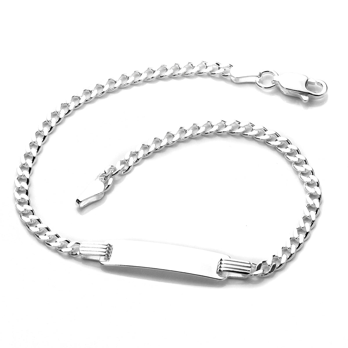 Sterling Silver Curb ID Identity Bracelet Adult & Child