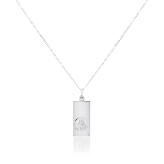 Sterling Silver Large Modern Saint Christopher Pendant Necklace 16 - 24 Inches