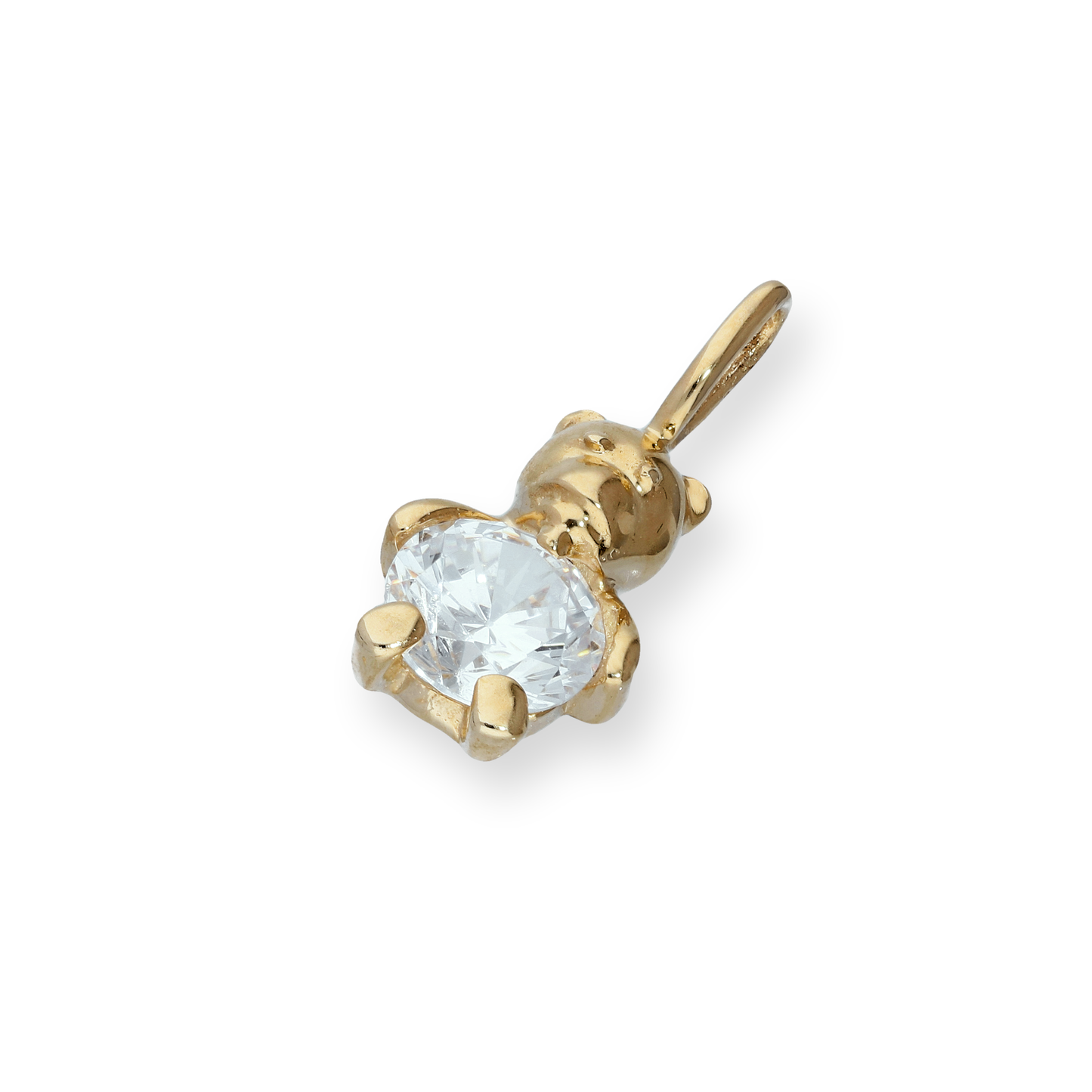 9ct Gold & Clear CZ Crystal Teddy Bear Charm