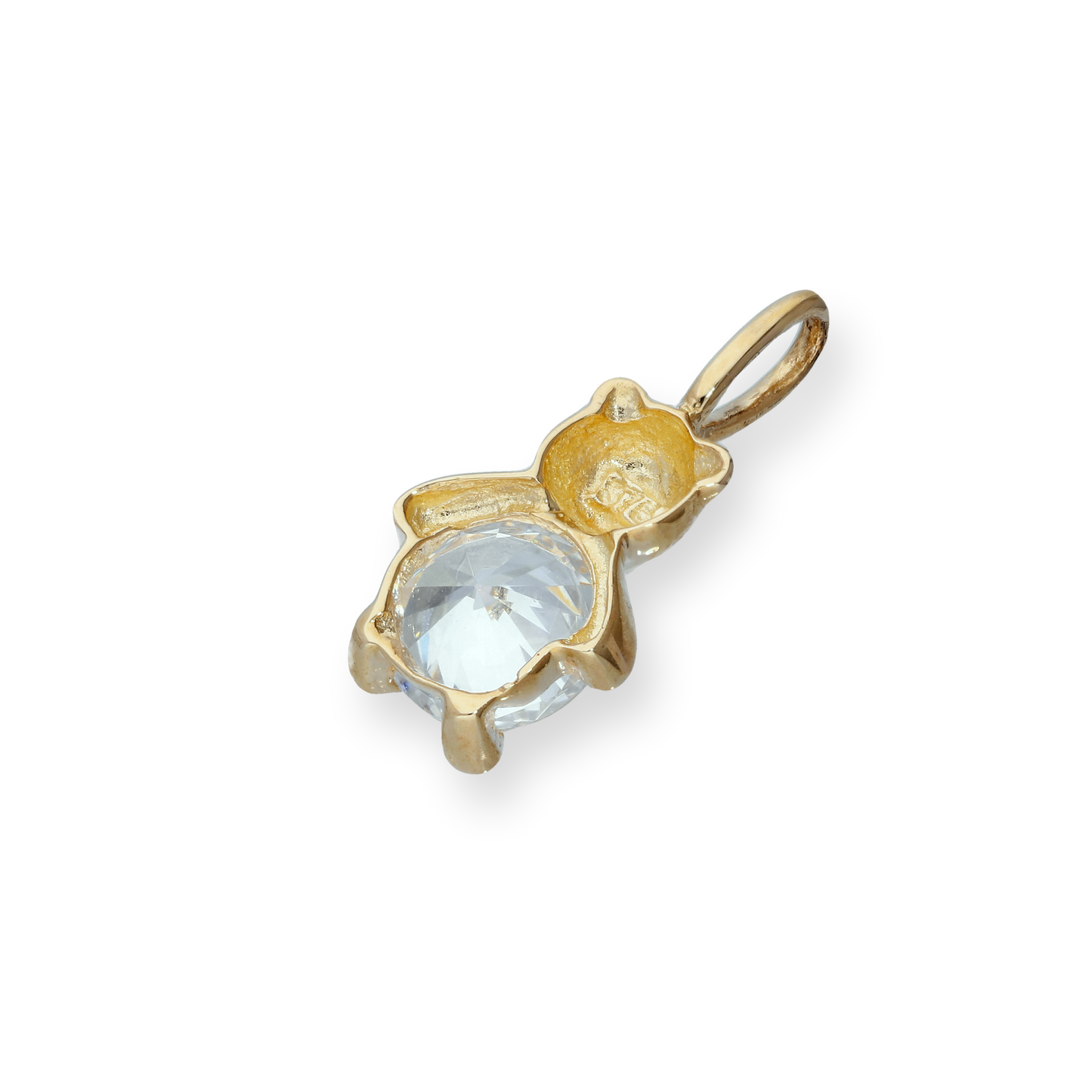 9ct Gold & Clear CZ Crystal Teddy Bear Charm