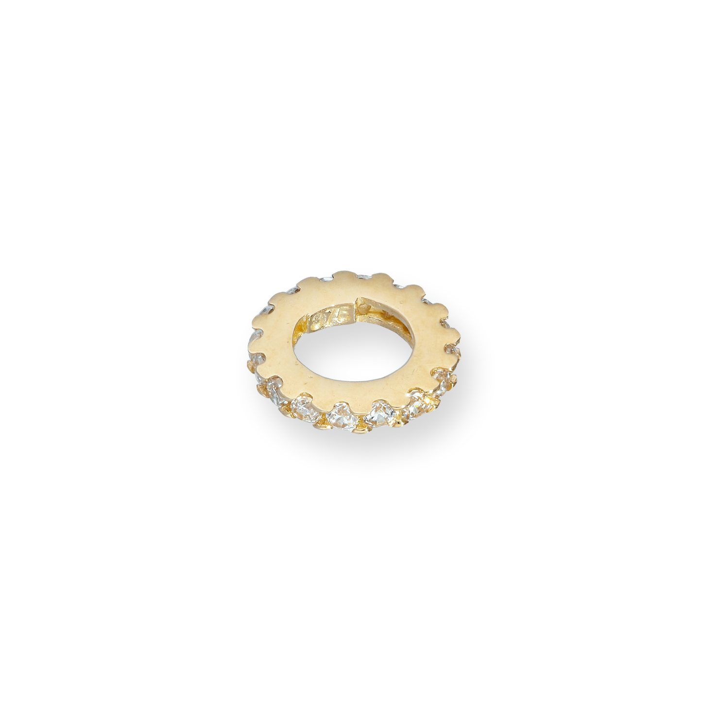 9ct Gold & Clear CZ Crystal Wheel Charm