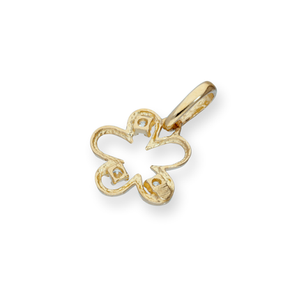 9ct Gold & Clear CZ Crystal Flower Outline Charm