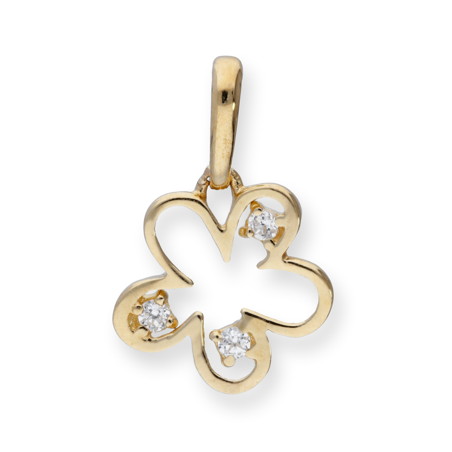 9ct Gold & Clear CZ Crystal Flower Outline Charm