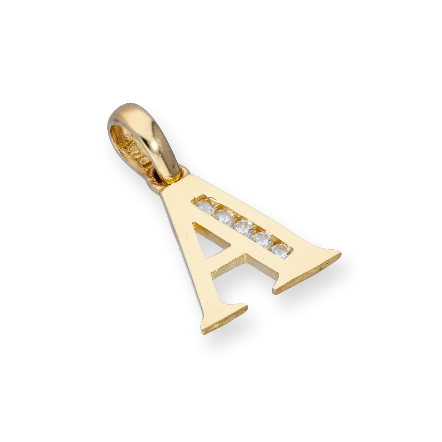 9ct Gold & Clear CZ Crystal Hanging Alphabet Letter Charm A-Z