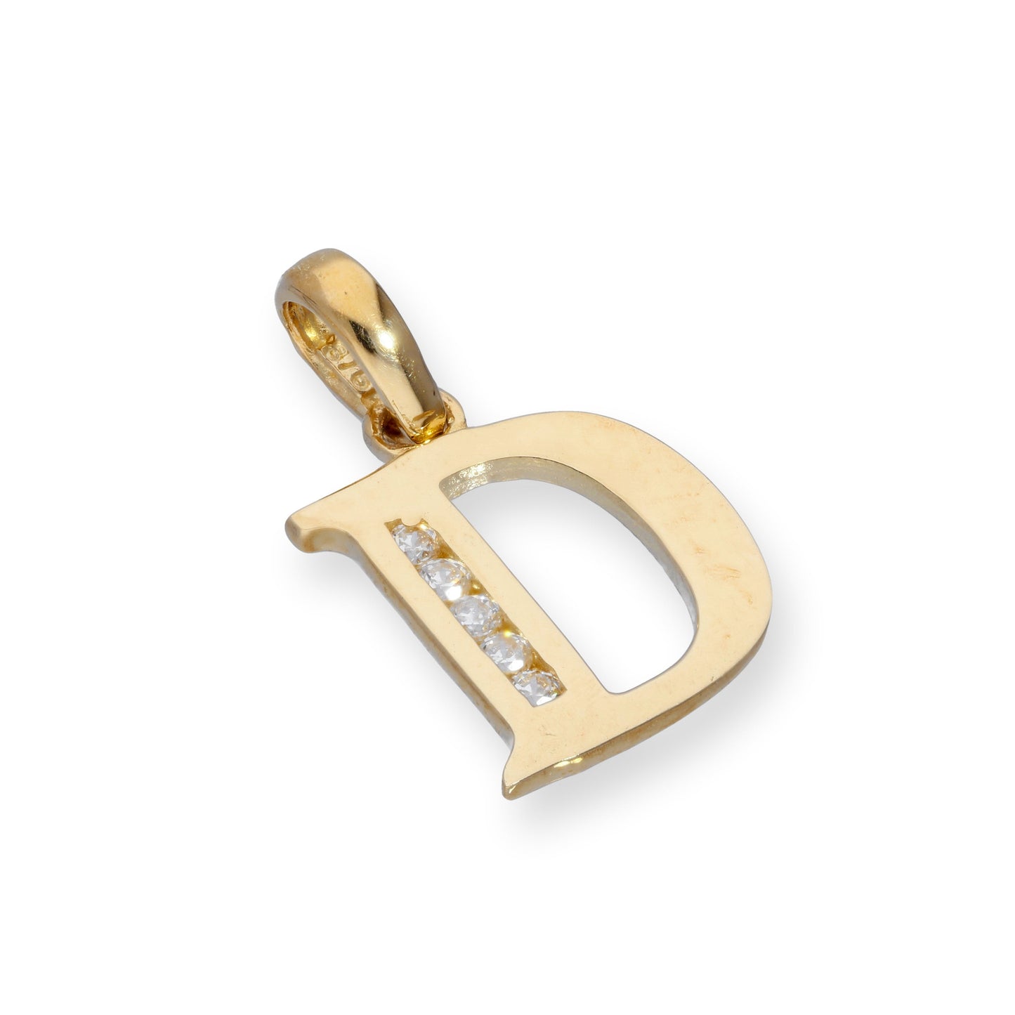 9ct Gold & Clear CZ Crystal Hanging Alphabet Letter Charm A-Z