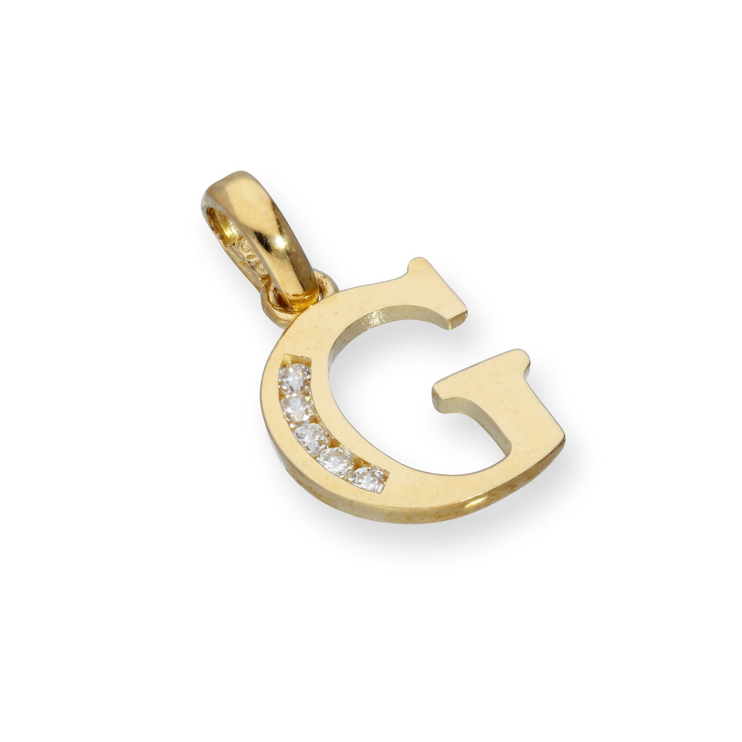 9ct Gold & Clear CZ Crystal Hanging Alphabet Letter Charm A-Z