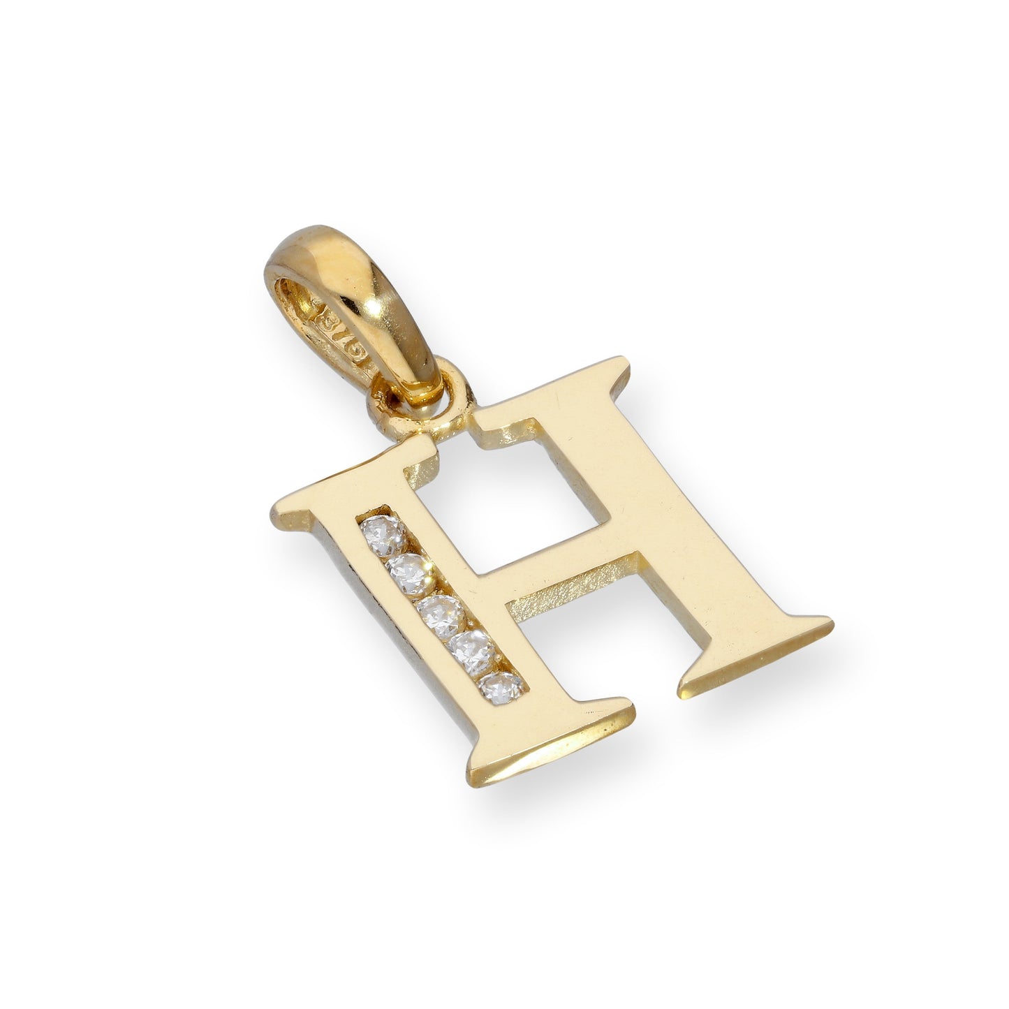 9ct Gold & Clear CZ Crystal Hanging Alphabet Letter Charm A-Z