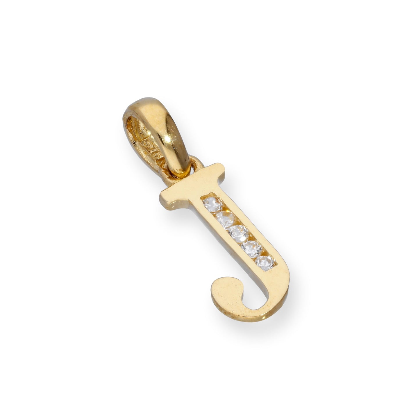 9ct Gold & Clear CZ Crystal Hanging Alphabet Letter Charm A-Z